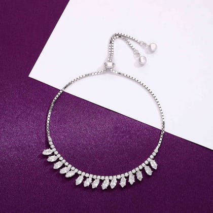 Bling of Sophistication Silver Bracelet-White Stone / Silver