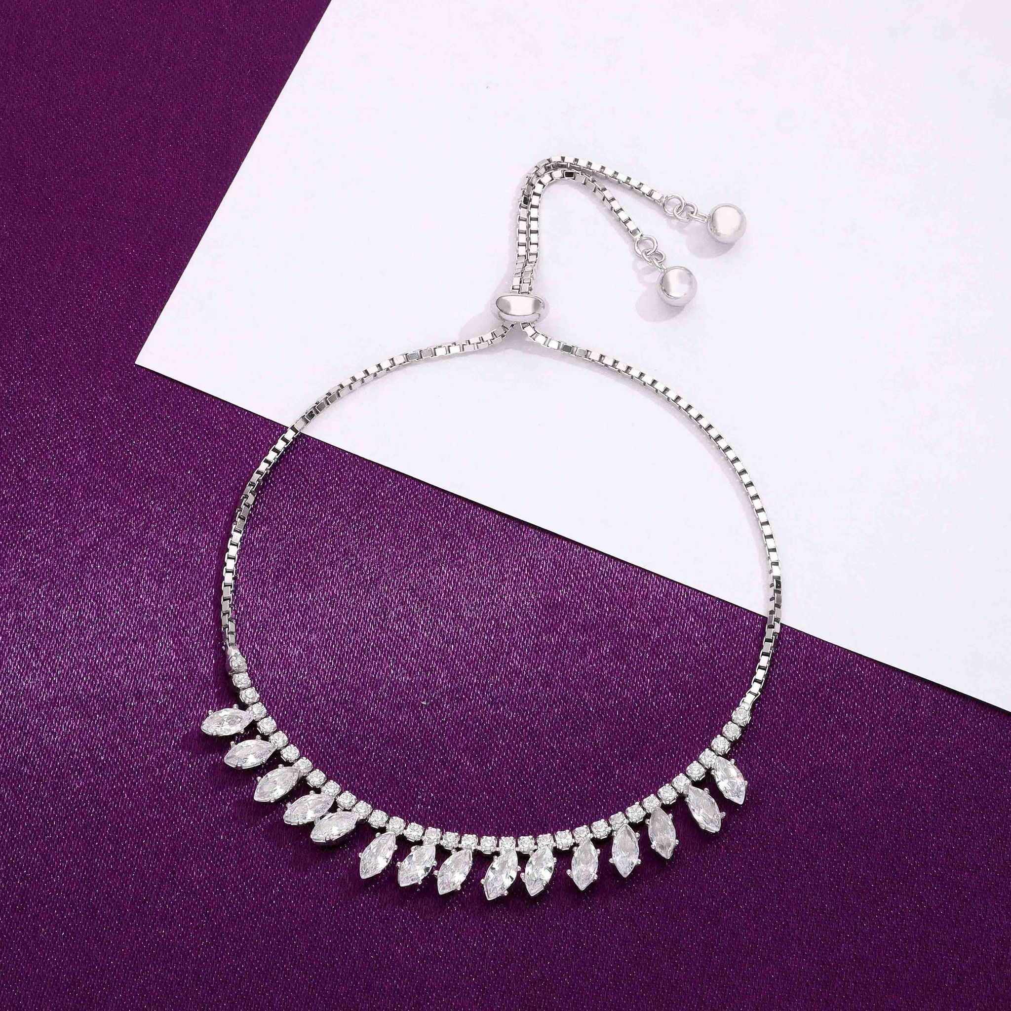 Bling of Sophistication Silver Bracelet-White Stone / Silver