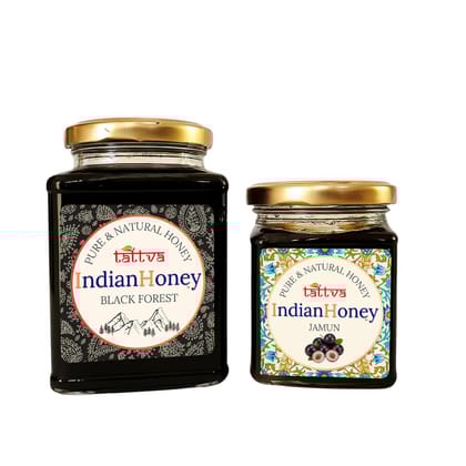 IndianHoney Black Forest (Honeydew) Honey & Diabetics-Friendly Jamun Honey Combo Pack (500gm & 230gm) Black Forest & Jamun