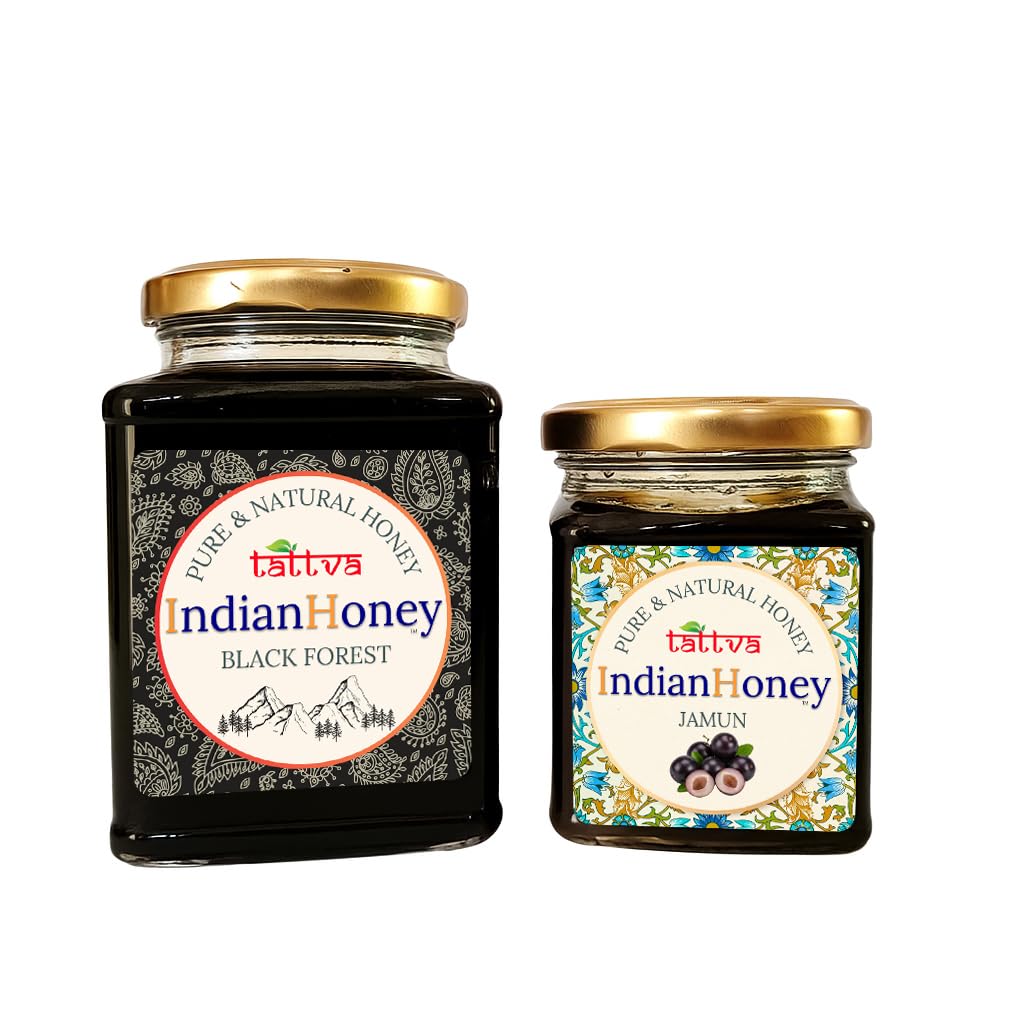 IndianHoney Black Forest (Honeydew) Honey & Diabetics-Friendly Jamun Honey Combo Pack (500gm & 230gm) Black Forest & Jamun