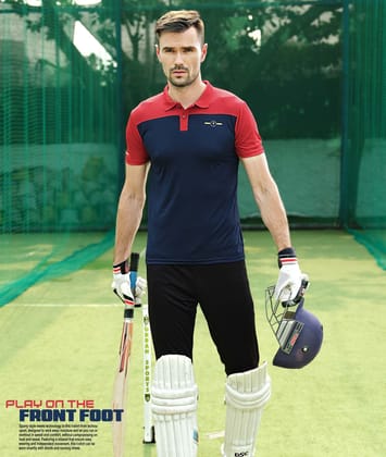 TechnoSport Polo Neck Half Sleeve Dry Fit T Shirt for Men OR-13 (Navy Blue)-M