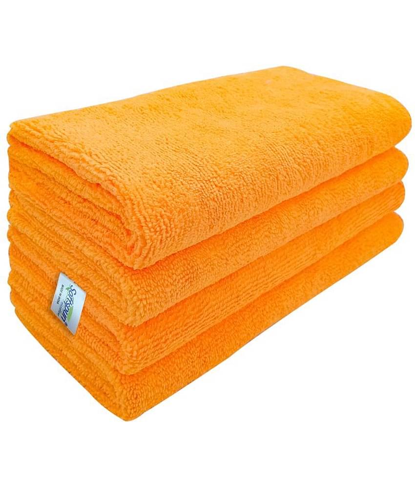 SOFTSPUN Microfiber Cloth - 4 pcs - 40x40 cms - 340 GSM Orange - Thick Lint & Streak-Free Multipurpose Cloths - Automotive Microfibre Towels for Car Bike Cleaning Polishing Washing & Detailing