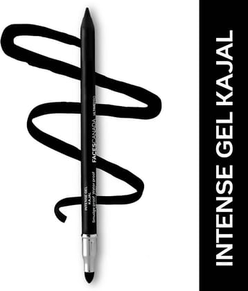 FACES CANADA Ultime Pro Intense Gel Kajal With Sharpener - Black, 1.2 g | 24 Hr Long Stay