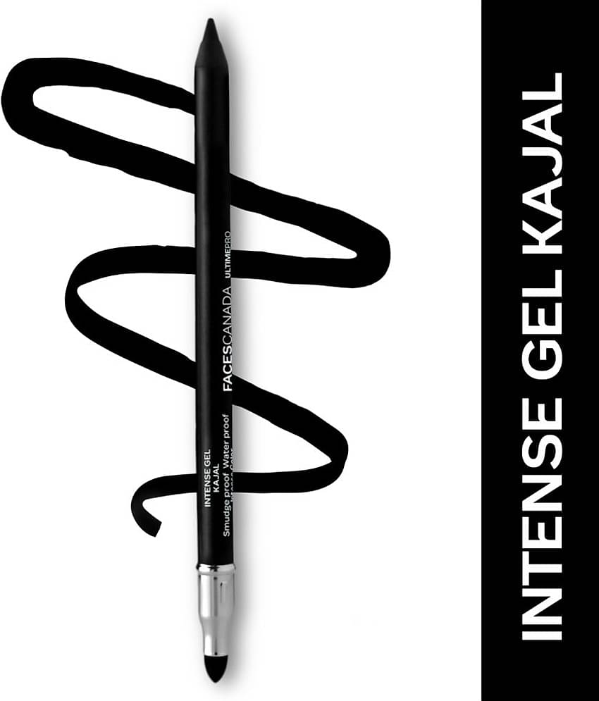 FACES CANADA Ultime Pro Intense Gel Kajal With Sharpener - Black, 1.2 g | 24 Hr Long Stay