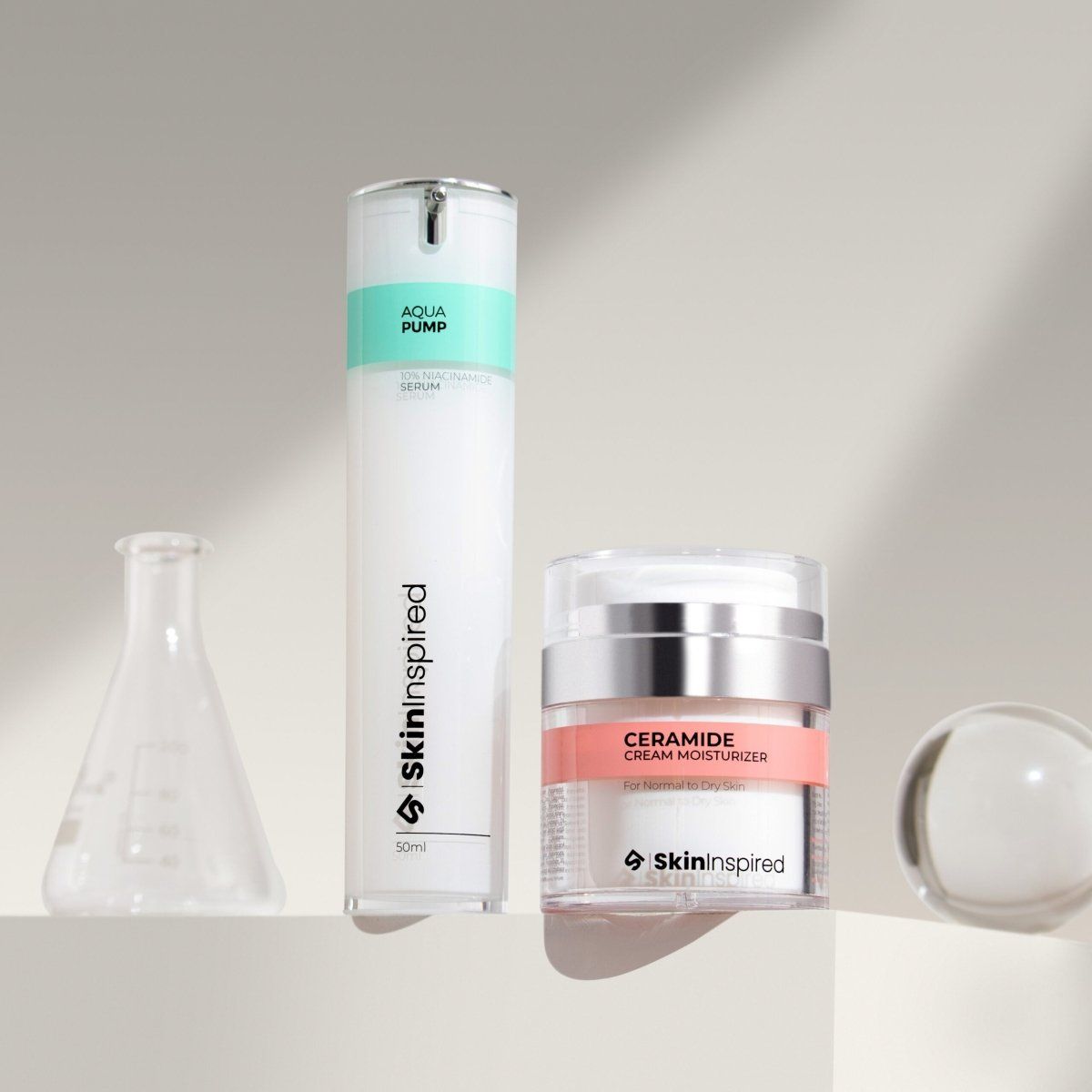 Power Couple: Aqua Pump Serum (30ml) + Ceramide Face Moisturizer (50g)-Combo