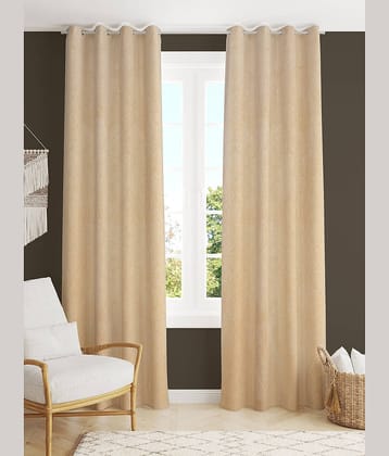 Homefab India SelfDesign Blackout Eyelet Long Door Curtain 9ft (Pack of 2) - Cream