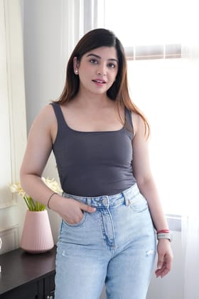 Hazel Inbuilt Bra Top-Black