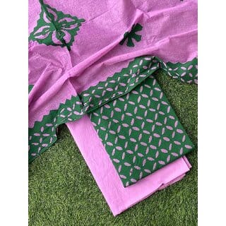 Applique Cotton Dress Material Suit Set