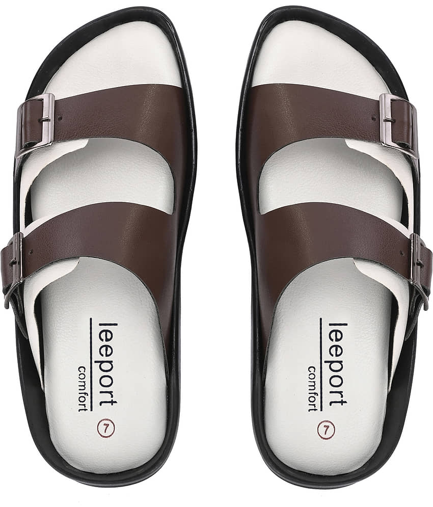 Leeport White Men's Leather Slipper