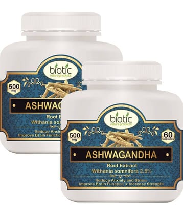Biotic Ashwagandha (Withania somnifera) Extract 500mg Capsule 120 no.s Pack of 2