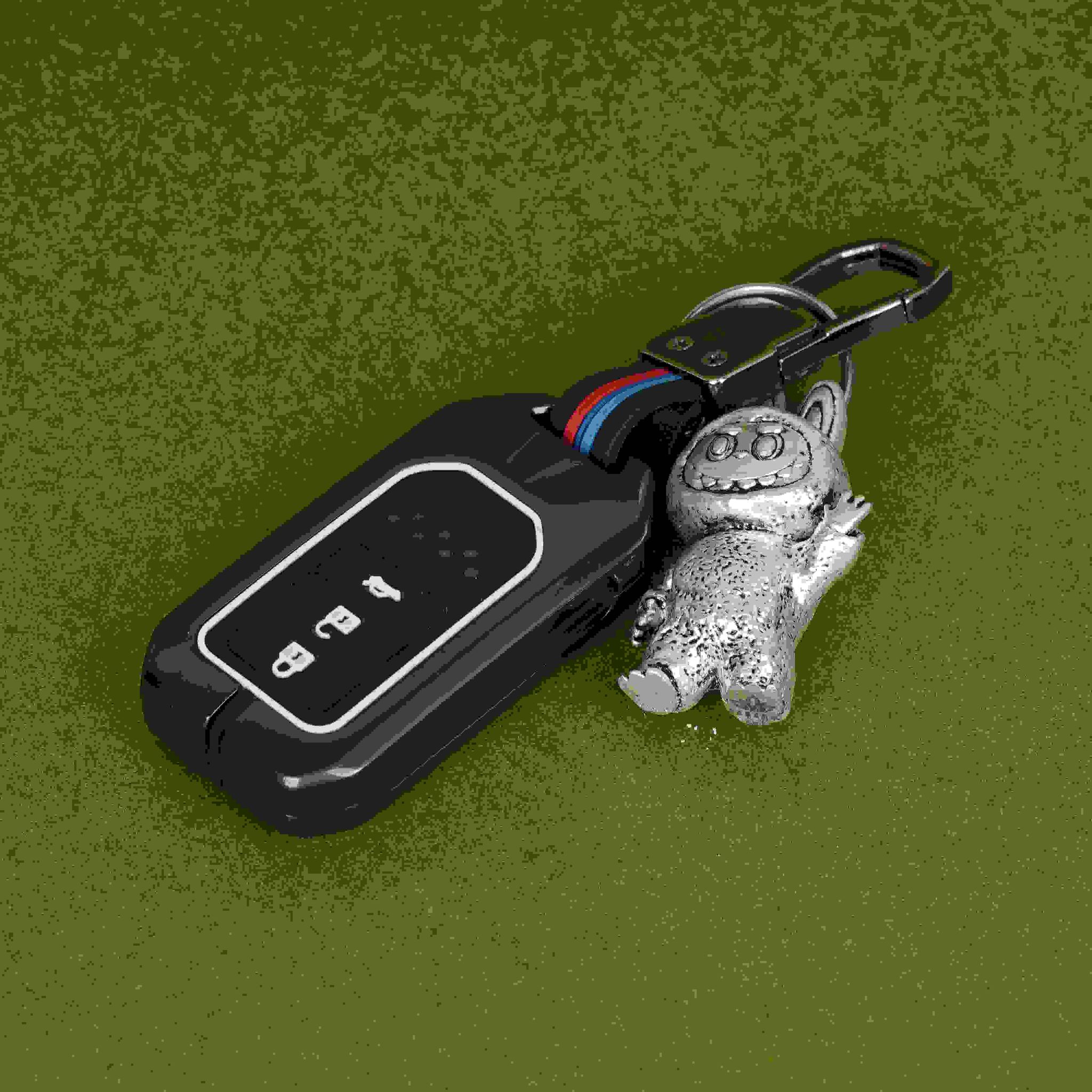 Elegant Labubu Silver-Plated 3D Keychain