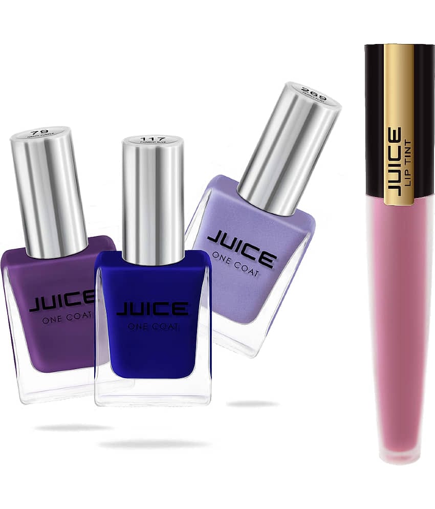 Juice PEARLY FLINT,PURPLE,BLUE,PLUMBURN Nail Polish 78,117,269,M-95 Multi Glossy Pack of 4 37 mL