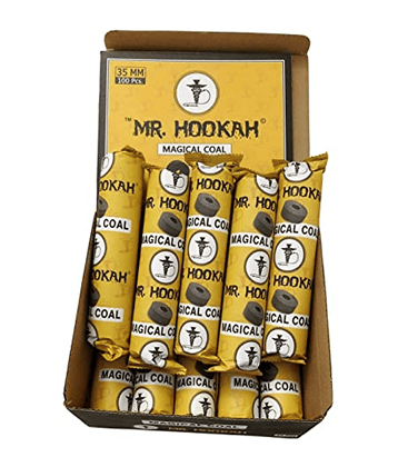 PUFF SMART Mr Hookah Coconut Charcoal Magic Coal for Hookah Sheesha Pack of 10 Rolls (Grey, Yellow, 1 Box)