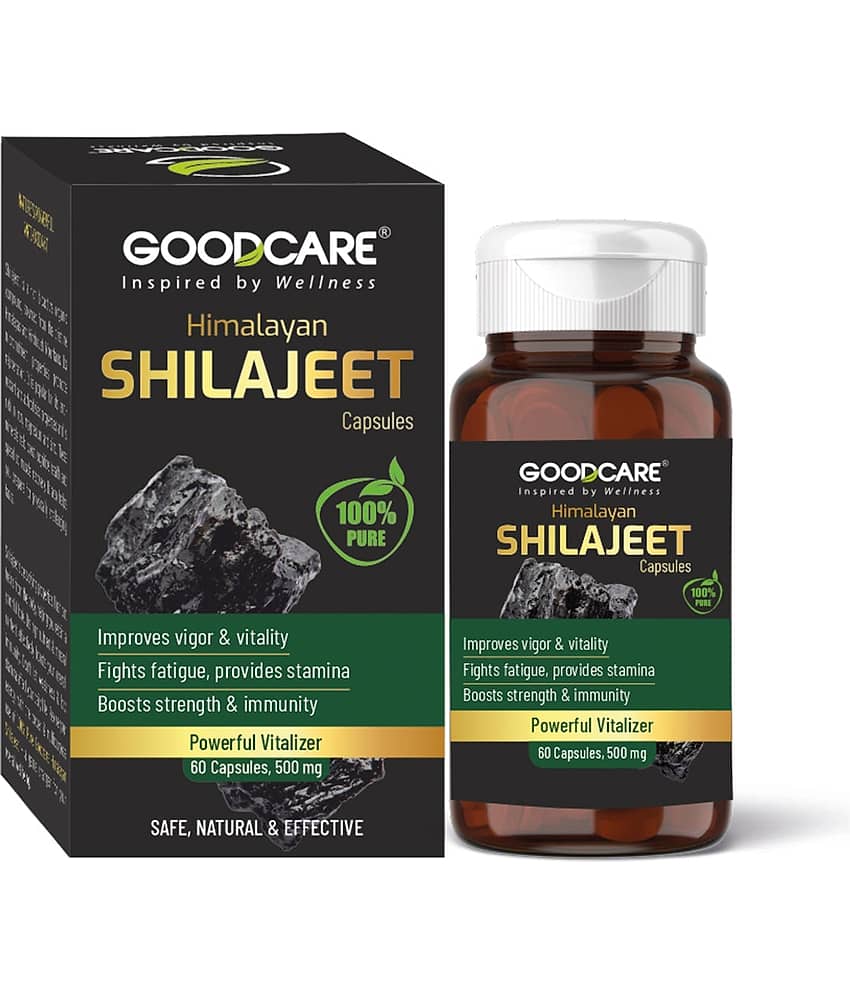 Goodcare Pure Himalayan Shilajit/Shilajjeet Capsules, Natural Ayurvedic Performance Booster, Enhances Stamina, Strength, Energy, Immunity 60 No.s