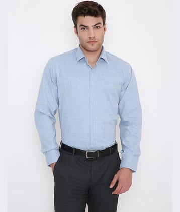 Maharaja Cotton Blend Slim Fit Full Sleeves Men's Formal Shirt - Blue ( Pack of 1 )