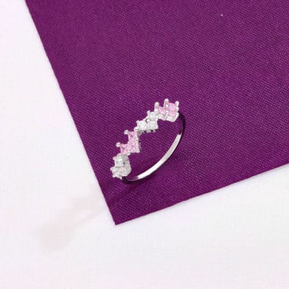 Elegant Silver Heart Ring-White Stone / Silver / 5