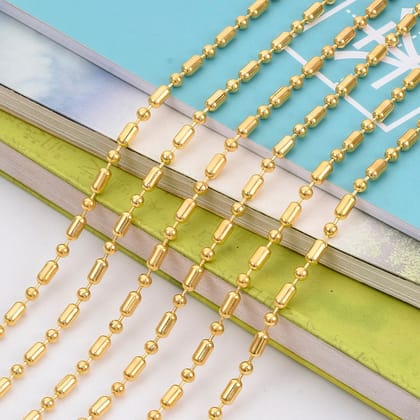 Brass Ball Chains, Ball-Bar Style, Round and Oval-Golden / 2.5mm / 2 Mtrs