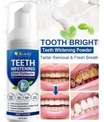 KURAIY Teeth Whitening Oral Hygiene Breath Toothpaste Foam 60ML