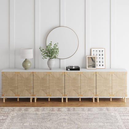 Wood Grand Seagrass White TV Console