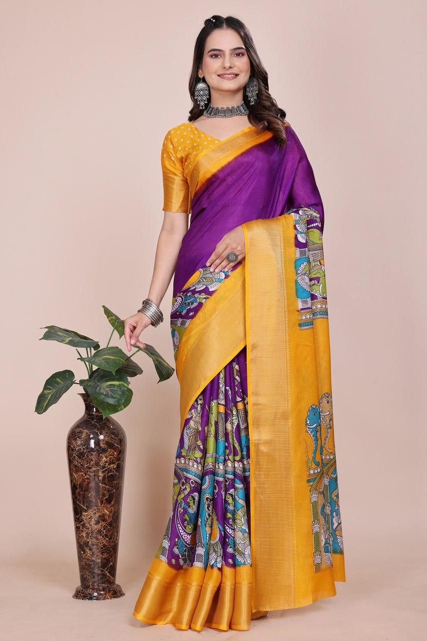 Dola Silk Kalamkari Saree