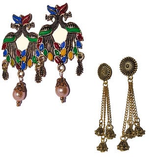 Earring brass plating alloy steel for girls (pack of 2)