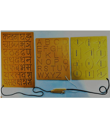 ENGLISH, HINDI  ALPHABET WRITING PRACTICE BOARD  ALONG WITH GEOMETRY 12 SHAPED WRITING PRACTICE BOARD  WITH DUMMY PENCIL FOR KIDS PRE PRIMARY EDUCATION