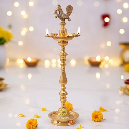 Brass Table Decor Mahabharat Oil Lamp Deepak  - Unique Deepak for Temple Use, Height : 36 Inch (FMAS686 H)