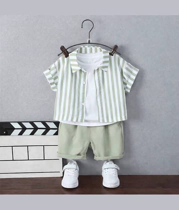 Ocvito Boys Cotton Shirt & Shorts Set ( Mint Green , Pack of 1 )