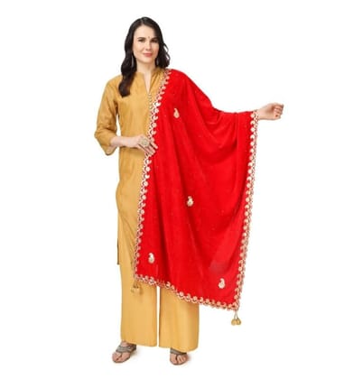 Women's Velvet Gotta Patti Dupatta (Red)-PID46936