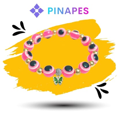 Pinapes Nature’s Beauty Bracelet Dark Pink Beaded with Butterfly Accents Pinapes Nature’s Beauty Bracelet Dark Pink Beaded with Butterfly Accents
