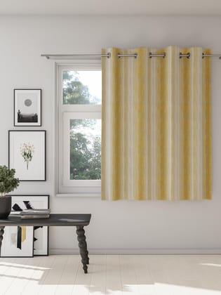 Ddecor Curtain Pack of 1, Polyster Digital Print Stripes and Checks Curtain, Window 5 FT, Amalia, Room Darkening |135 CM X 160 CM, Yellow