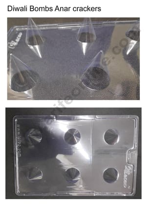 Cake Decor 6 Cavity PVC Chocolate mould Happy Diwali Big Anar Bombs Crackers (Size 5.5cm Base,6cm Height)(1pcs pack)