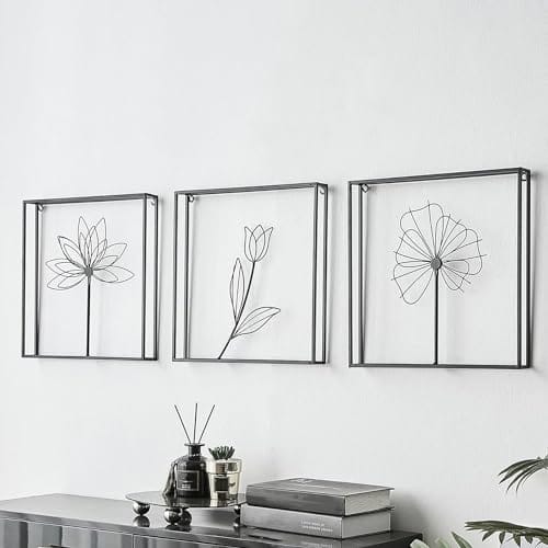 Wall Hanging Decoration, Set of 3 Metal Wall Art Home Decor for Living Room Office Bedroom Hotel (Design - 5)