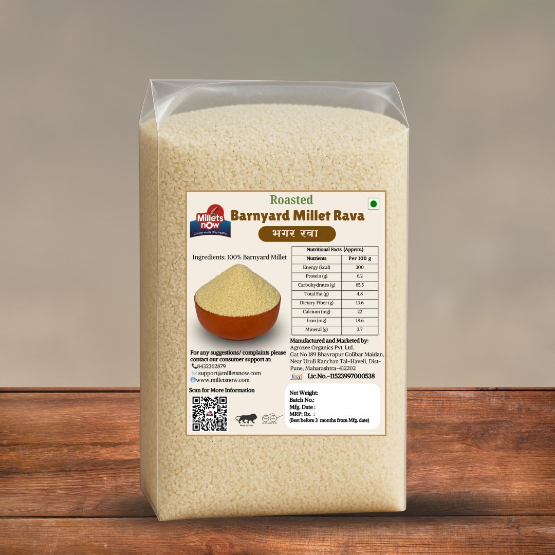 Roasted Barnyard Millet Rava l Bhagar Rava l 500gRegular .