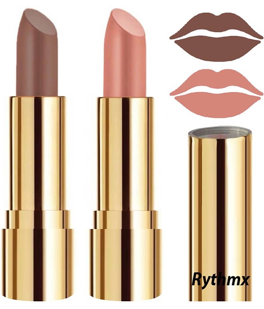 Rythmx Brown,Peach Matte Creme Lipstick Long Stay on Lips Multi Pack of 2 8 g