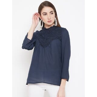 Purys Women Blue Solid Regular Top