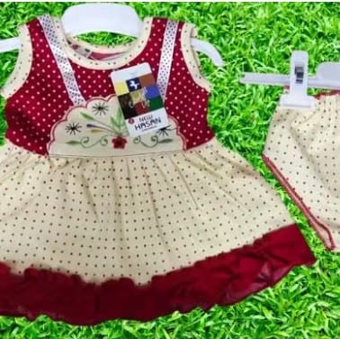 Cute Red and Cream Dress for Girls