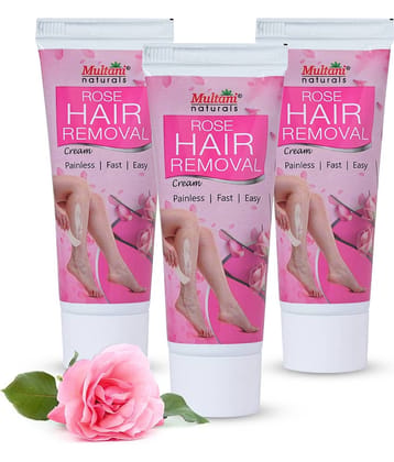 Multani Naturals Rose Painless Hair Removal Cream for WomenHydratingÂ&nbsp; Gentle & SmoothÂ&nbsp; Normal Skin 60ml (Pack of 3)