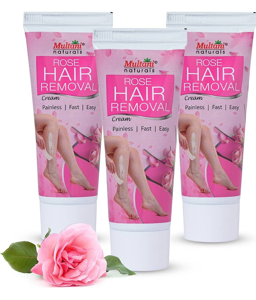 Multani Naturals Rose Painless Hair Removal Cream for WomenHydratingÂ&nbsp; Gentle & SmoothÂ&nbsp; Normal Skin 60ml (Pack of 3)