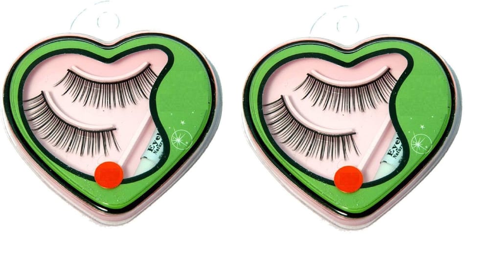 Glamezone Black Long False Eyelashes With Glue for Pretty Eye Makeup Combo Pack Of 2 - Makeup - Eyes | Buy online on ZillyBuy