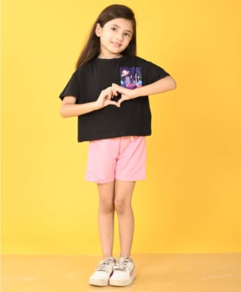 PLANET BLACK PINK SHORTS SET - BLACK/PINK-0-6 MONTHS / 2N / BLACK/PINK