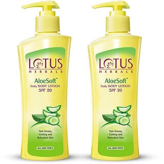 Lotus Herbals Aloesoft Daily Body Lotion  Non Greasy  Cools And Refreshes Skin  Spf 20 250Ml ( Pack Of 2 )