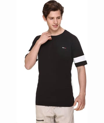 RF RAVES Polyester Regular Fit Cut Outs Round Half Sleeves Black Men T-Shirt Single Pack