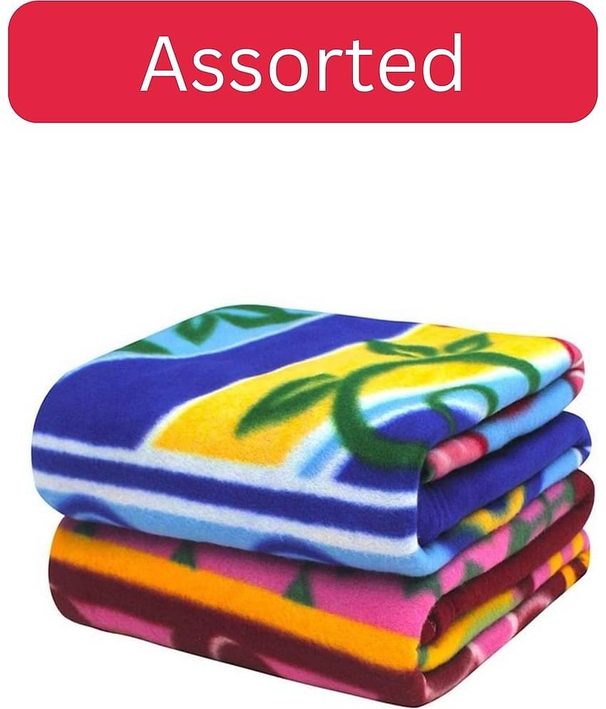 Wholesale india Fleece Floral Single Bed Blanket ( 220 cm x 150 cm ) - Multi ( Pack of 2 ) Assorted