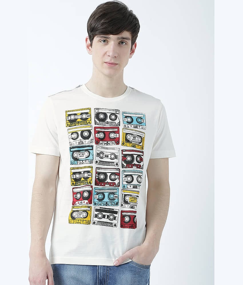 Huetrap Pack of 1 Cotton Regular Fit Men's T-Shirt ( Off White )