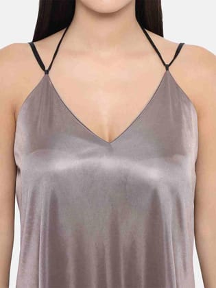 Solid Taupe Honeymoon Bridal Bikini Dress and Hot Babydoll Nightdress B37Bm