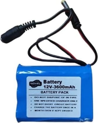 NOVEL 12V 3600mAh Lithium-Ion Rechargeable Battery Pack with BMS | Power Source for Security Devices, Robotics Kits, LED Applications, DIY Electronics and Projects