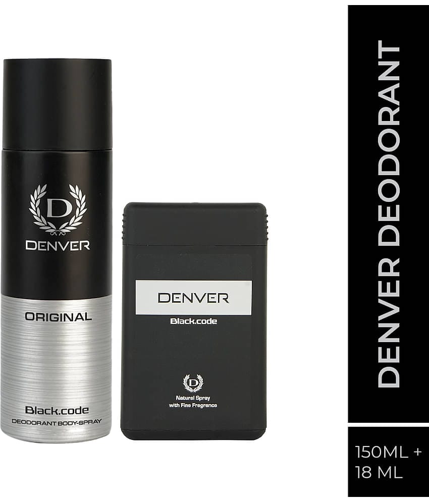 Denver Black Code Pocket Perfume & Deodorant Spray for Men 168 ml ( Pack of 2 )