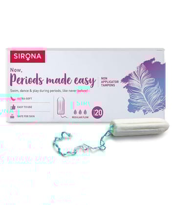 Sirona Period Made Easy Tampons - 20 Piece | For Medium & Regular Flow | Biodegradable Tampons | FDA Approved