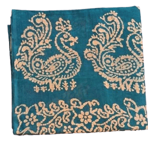 Green Cotton Saree with Peacock Design